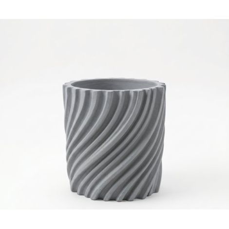 Pot de fleurs gris ondulé moderne pour plantes, forme torsadée (1/3)