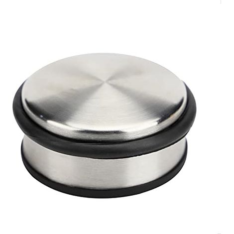 1 x massiver Türstopper aus Edelstahl. Robuster, modern gestalteter Bodentürstopper mit Gummiring zum Schutz der Tür. (1/4)