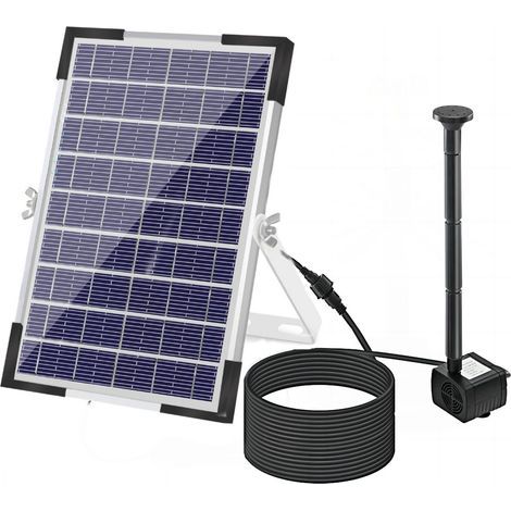 Pompe de fontaine solaire 5 W avec grand panneau solaire 3 buses Hauteur d'eau max. 75 cm pour abreuvoir à oiseaux, aquarium, petit étang, décoration de jardin (1/5)