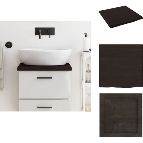 Comptoir de salle de bain marron foncé bois massif traité - Comptoir De Salle De Bain - Comptoir En Bois - Plan De Travail Salle De Bain - Meuble Lavabo - Bois Massif (1/5)