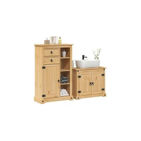 Ensemble de meubles salle de bain 2 pcs Corona bois pin massif (1/5)