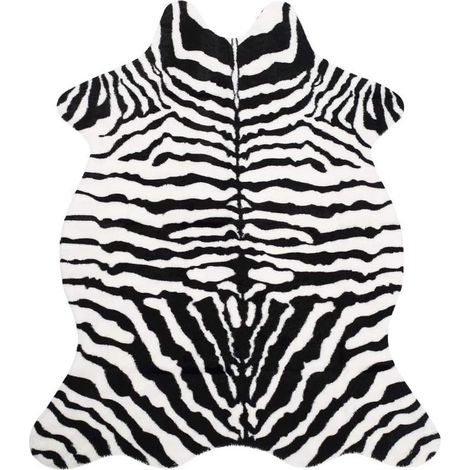 Tappeto antiscivolo zebrato 75x110 cm – Morbida pelliccia sintetica – Ideale per la camera da letto e il bagno dei bambini – Stampa animalier decorativa (1/5)