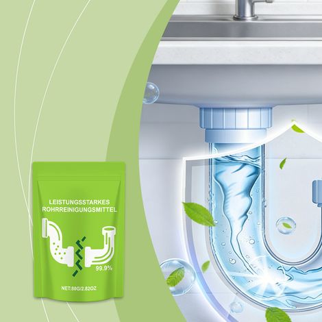 Abflussreinigungspulver, multifunktionaler Haushaltsabflussreiniger, befreit Toiletten- und Küchenabflüsse, beseitigt Gerüche, beugt Verstopfungen vor – 80 g -- DE (1/5)