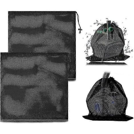 Lot de deux sacs en filet pour pompe à eau, sacs filtrants en filet pour pompe à eau, sacs de protection pour pompe à eau avec cordon de serrage, adaptés aux filtres biologiques de piscine (45 x 45 cm (1/5)