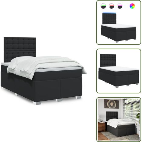 Sommier à lattes de lit avec matelas noir 120x190 cm similicuir - Sommier À Lattes De Lit - Sommiers À Lattes De Lit - Lit - Meuble De Chambre À Coucher (1/5)