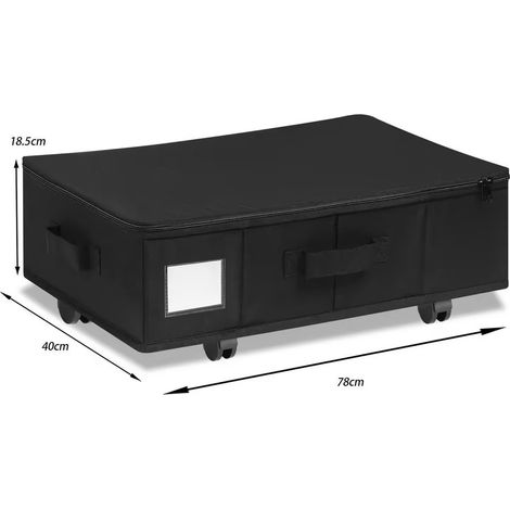 Tiroirs de rangement sous lit sur roulettes , organisateurs de placard réglables Noir 78x40x18.5cm (1/5)