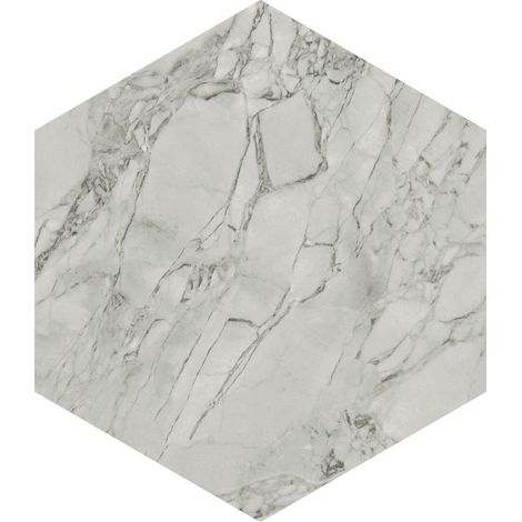 Aelle - Carrelage sol / mur hexagonal effet marbre gris mate 25x21,6 cmSCULTOREA foam grey esagona J470 - Vendu par boîte de 1.17 m² (1/5)