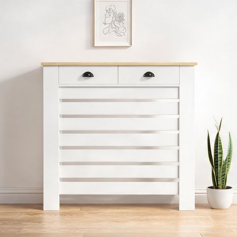 Cache-radiateur blanc en MDF 111 x 19 x 95,5 cm (1/5)