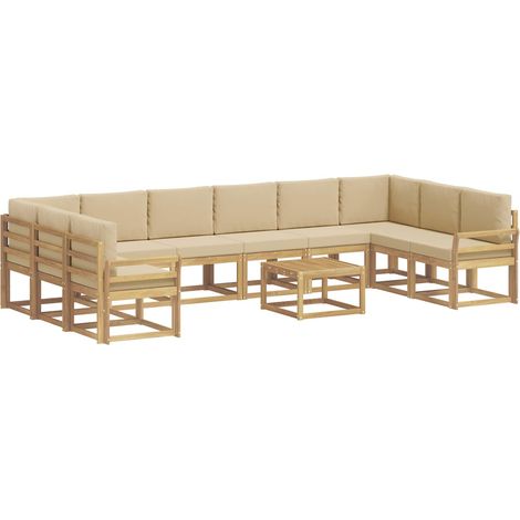 Outdoor-Sofagarnitur 11 stk. 10-Sitzer Weiß und Beige vidaXL (1/5)