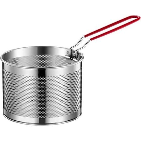 14 cm Nudelsieb, Edelstahl-Nudelsieb mit abnehmbarem Griff, Metall-Nudelkorb, Frittierkorb, Küchensieb zum Waschen und Abtropfen (1/4)