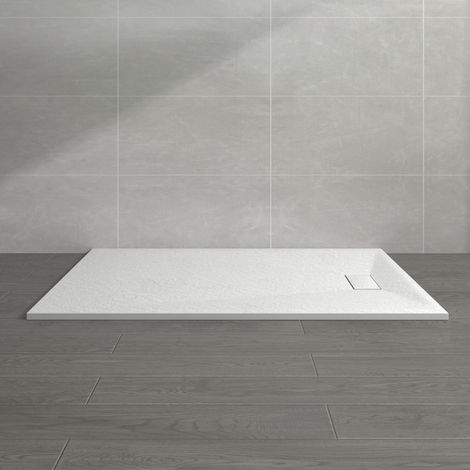 NRG 1600 x 900mm White SMC Rectangle Slate Effect Bathroom Shower Enclosure Tray (1/5)