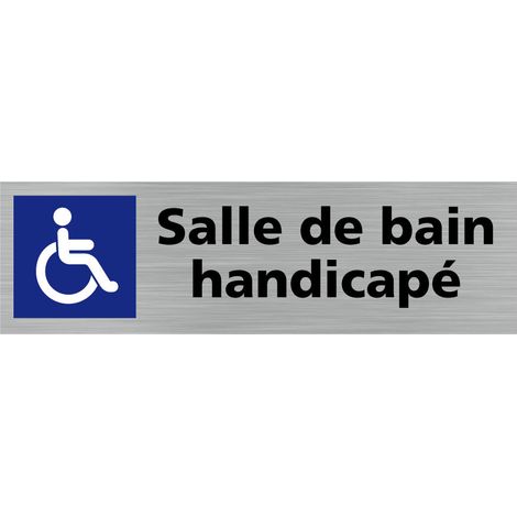 Pictogramme SALLE DE BAIN HANDICAPE (Q0241).- Adhésif aspect aluminium brossé - (1/5)