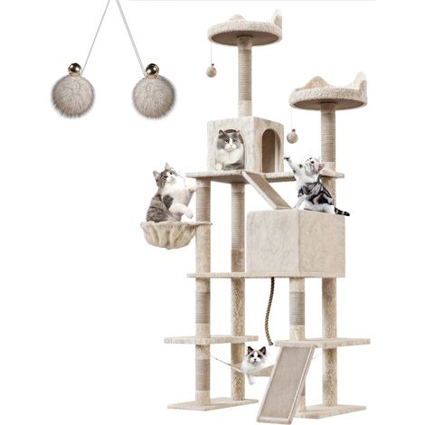 Arbre à chat chat grimpant et jouant étagère Beige 7948.5209cm Devoko (1/5)