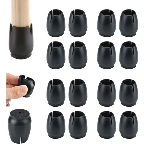 Lot de 32 protections pour pieds de chaise, embouts en silicone avec patins en feutre (1/5)
