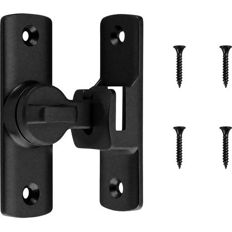 Verrou de Porte Coulissante, Serrure à Rabat 90/180 Degrés en Alliage d'Aluminium, Loquet pour Porte de Grange, Salle de Bain, Chambre, Placard, Fenêtre (Noir) (1/5)