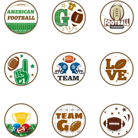 50 Autocollants ronds motif football, décoration pour fête, cadeaux invités, matériel écologique (1/5)