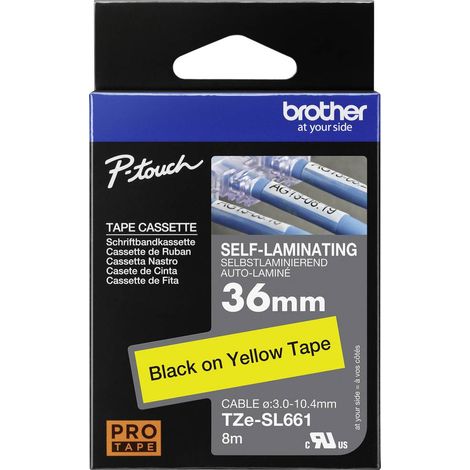 Brother TZe TZESL661 Colore Nastro: Giallo Colore carattere:Nero 36 mm 8 m (1/4)