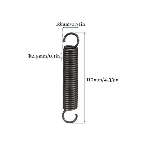 110mm Free Length Double Hook Tension Spring Metal Extension Coil Springs for Industrial Machinery, [Black] (1/4)
