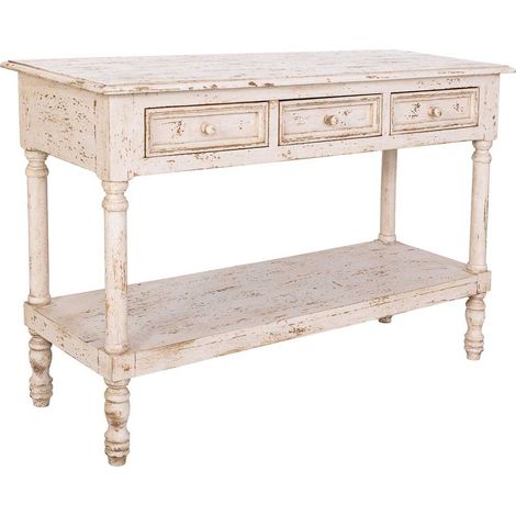 Recibidor de madera artesanal blanco 120x45x80h cm (1/5)
