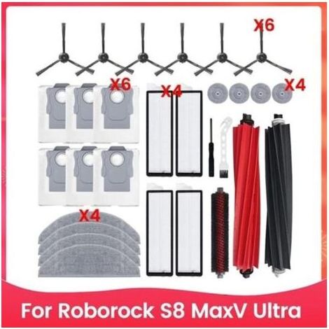 Zubehörset für den Roborock S8 MaxV Ultra Saugroboter: Haupt- und Seitenbürste, HEPA-Filter, Reinigungstuch (1/5)