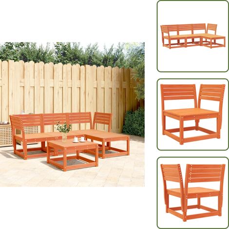4-tlg. Garten-Lounge-Set Wachsbraun Massivholz Kiefer - Gartenloungeset - Holz Lounge Set - Gartenmöbel - Esszimmergarnitur - Rattan Möbel (1/5)
