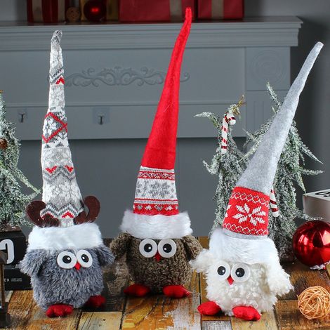 Adorable peluche hibou elfe, hibou à long chapeau, jouet elfe, décoration de Noël pour la maison (1/5)