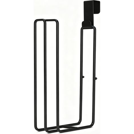 1 Porte-rouleau papier toilette, Support inox noir, Rangement 2 rouleaux mega, Fixation murale ou réservoir, Salle de bain (1/5)