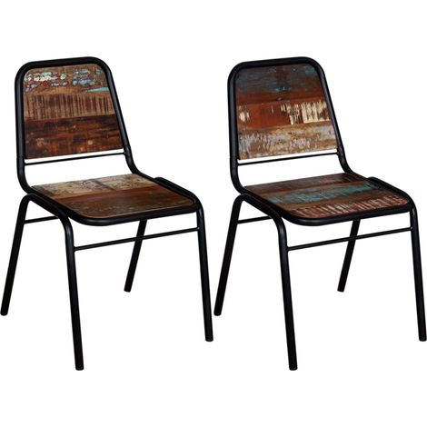 INLIFE Chaises de salle à manger 2 pcs Bois de récupération solide (1/5)