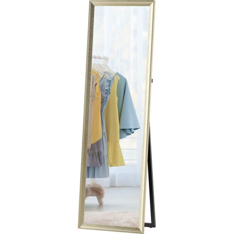 Miroir sur pied 160x50 cm or, positionnable à volonté, grand miroir mural ou sol