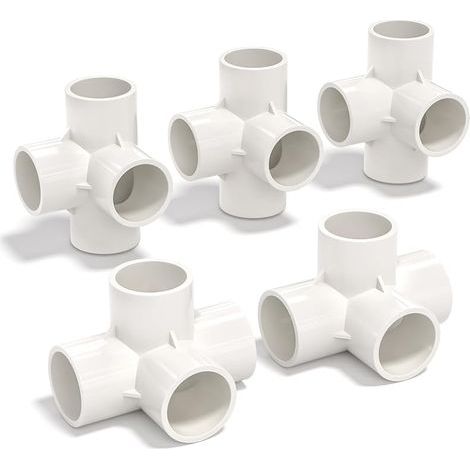 5 Pcs 40MM (1-1/4") Connecteur en T cubique à 4 voies PVC-U Raccord coudé Raccordement Connecteur tuyau d'eau de jardin Raccordement (1/4)