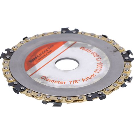 Disque de tronçonnage bois 115mm, chaîne 9 dents, lame circulaire à rainurer pour meuleuse d'angle 5 pouces, sculpture et coupe du bois. (1/5)