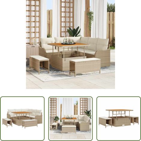 Canapé balcon - Ensemble de canapé de jardin avec coussin 8 pcs Beige et crème (1/5)