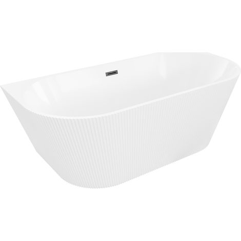 Mexen Oris freistehende gerillte Wandwanne 170 x 80 cm, weiß, schwarzer Überlauf - 52871708000-70 (1/5)