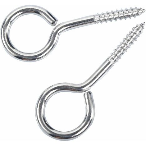 Boulon à œil M4 50, anneau de vis autotaraudeur en acier inoxydable 304, anneau de vis à œil rond avec support, boucle de verrouillage de porte, 10 pièces + 10 chevilles d'expansion en plastique. (1/5)