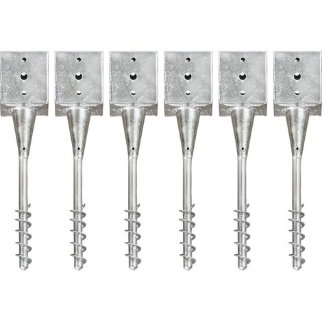 Ground Spikes 6 pcs Silver 12x12x56 cm Galvanised Steel vidaXL