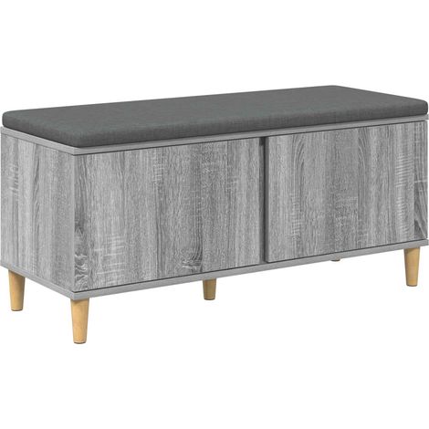 Hall Bench with Cushion with Door Grey Sonoma 100 x 38 x 46 cm vidaXL