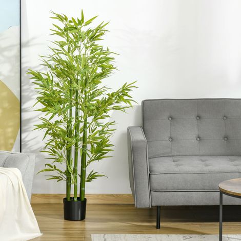 Plante de bambou artificielle de 150 cm de haut avec pot inclus, pour une utilisation intérieure et extérieure.