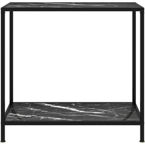 Table console，Table d'appoint，Bout de canapé，Meuble d'entrée Noir 80x35x75 cm Verre trempé
