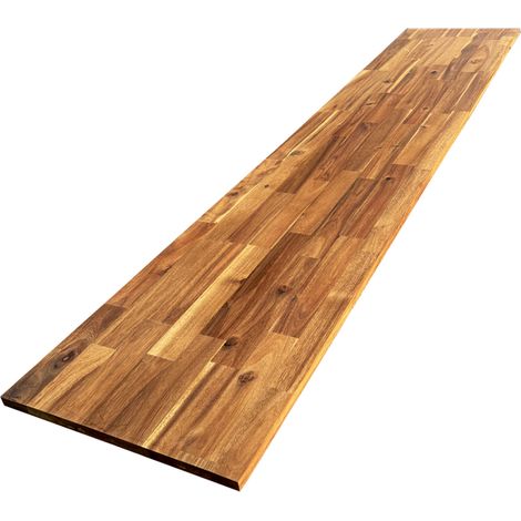 Tablette en acacia massif pré-huilé teck – L.200 cm x l.50 cm – Épaisseur 18 mm – Finition huilée pour surfaces de rangement