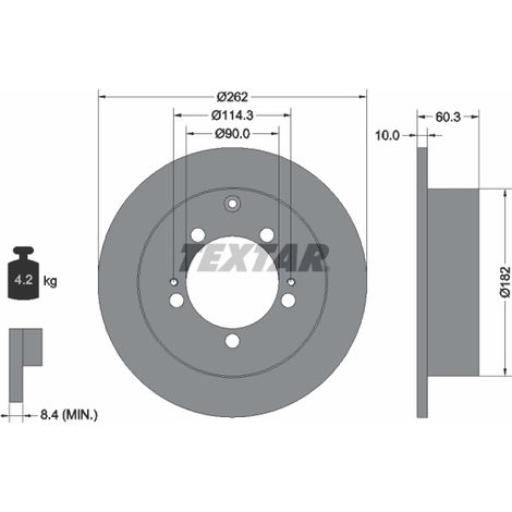 Lot de 2 Disques de frein Textar 92136103 CHRYSLER MB895200 MB928716