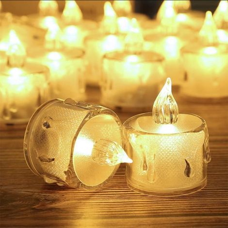 Lot de 24 bougies chauffe-plat sans flamme SupBri, bougies LED en cristal, bougies votives électriques décoratives pour mariage, Saint-Valentin, Halloween et Noël. (1/5)