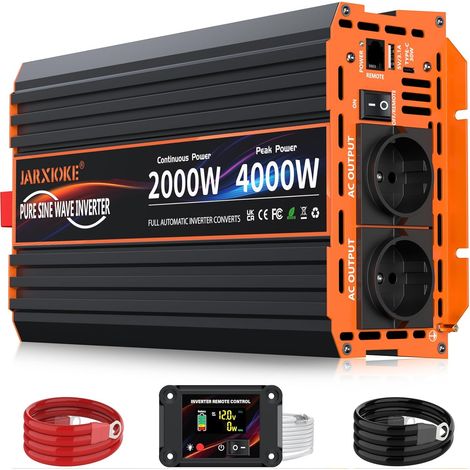 2000W Convertisseur Pur Sinus 12V 220V Onduleur Transformateur avec LCD Télécommande,pour RV Voiture de Camion,Camping,Caravane,Bateau (1/5)
