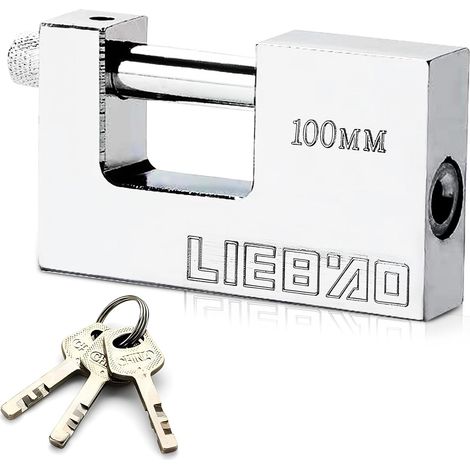 Cadenas résistant aux intempéries - Grand cadenas avec 3 clés - Très résistant - Serrure de sécurité - Fermeture identique - Anti-perçage - 12 mm d'épaisseur - Pour conteneurs, abris de jardin (1/5)