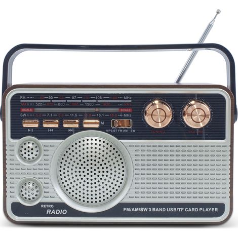 Radio FM Retro Inalámbrico Q-FM01 Altavoz portátil MP3 Bluetooth USB AUX TF