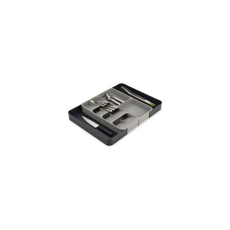 DrawerStore™ Joseph Joseph, organizador extensible para cubiertos, utensilios y artilugios, almacenamiento eficiente, diseño gris, ideal para cajones de cocina.