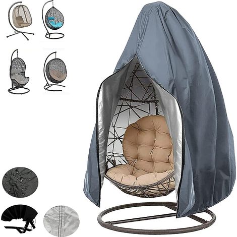 Funda para silla colgante de ratán de exterior, impermeable y a prueba de polvo, con cremallera, 190 x 115 cm. (1/5)
