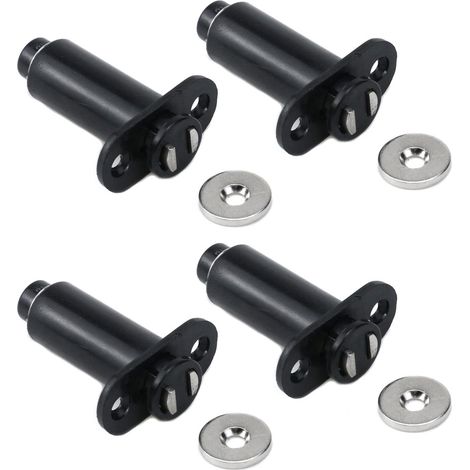 Loquet magnétique encastré à pression, lot de 4, loquet de porte de placard à ouverture par pression, à ressort de compression, déverrouillage par pression