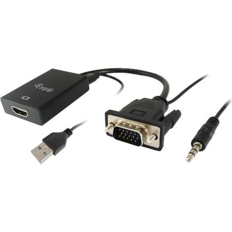 Equip 119038 cavo e adattatore video 0,2 m VGA (D-Sub) + 3.5mm DVI-D + USB Nero (1/4)