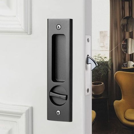 Set of 1 Sliding Mortise Handles, Door Lock Handle, Key-Operated Sliding Door Lock, 159mm (Black) (1/5)