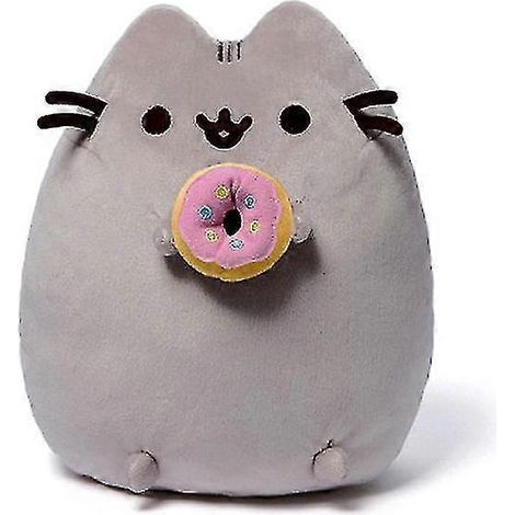 Sushi-Katze-Plüschtier mit Essstäbchen, Kawaii-Donuts und Pizza-Spielzeug, weiche, 18 cm große graue Plüschkatze für Kinder - r3